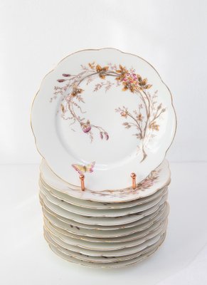 French Hand-Painted Dessert Plates, Set of 12-JWI-1794557