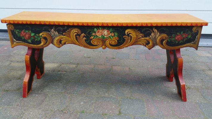 French Hand Painted Wooden Bench by R. Jaeg, 1961-AWL-1430711