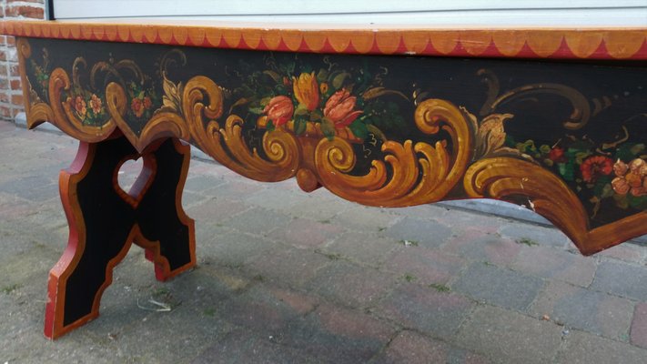 French Hand Painted Wooden Bench by R. Jaeg, 1961-AWL-1430711