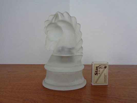 French Horse Lighter & Ashtray in Frosted Crystal Glass, 1960s, Set of 3-RDW-1332468