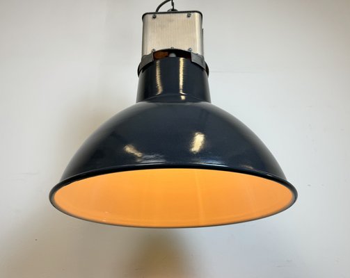 French Industrial Dark Blue Enamel Pendant Lamp from Mazda, 1960s-CGF-1792225