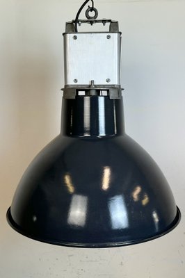 French Industrial Dark Blue Enamel Pendant Lamp from Mazda, 1960s-CGF-1792225