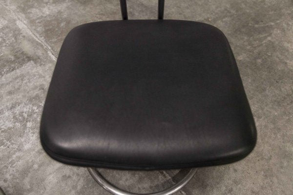 French Industrial Office Chairs in Leather, 1950s, Set of 2-VQY-1371565