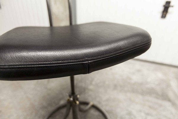 French Industrial Office Chairs in Leather, 1950s, Set of 2-VQY-1371565