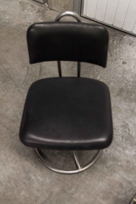 French Industrial Office Chairs in Leather, 1950s, Set of 2-VQY-1371565