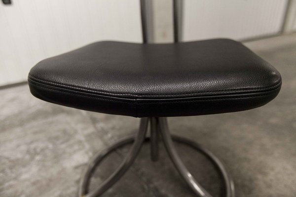 French Industrial Office Chairs in Leather, 1950s, Set of 2-VQY-1371565