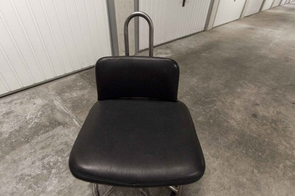 French Industrial Office Chairs in Leather, 1950s, Set of 2-VQY-1371565