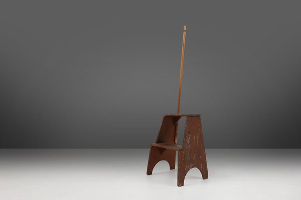 French Industrial Wooden Stepladder, 1900s-YSY-1822025