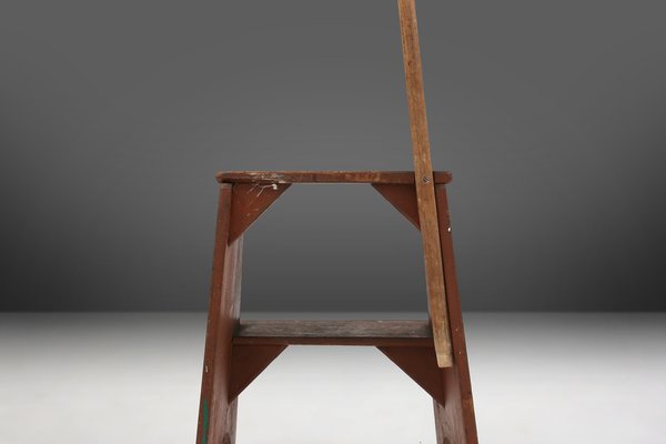 French Industrial Wooden Stepladder, 1900s-YSY-1822025