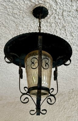 French Iron and Tole Glass-Paneled Lantern, 1970s, Set of 2-NOU-2036057