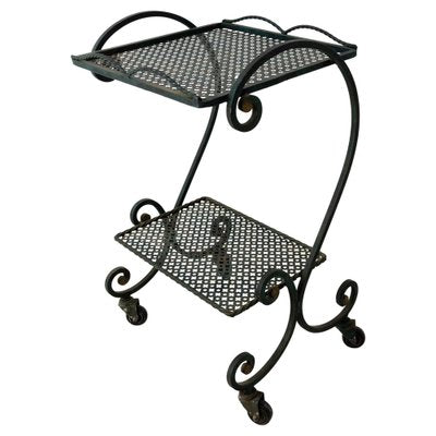 French Iron Table Trolley Console with Wheels, 1960s-RIU-1418902