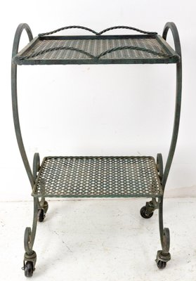 French Iron Table Trolley Console with Wheels, 1960s-RIU-1418902