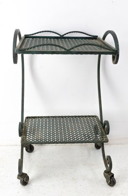 French Iron Table Trolley Console with Wheels, 1960s-RIU-1418902