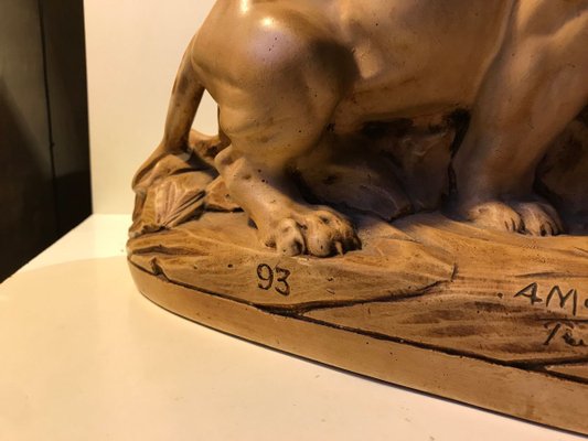 French L'Affut Art Deco Sculpture of Lions by A. Martinez, Paris 1924-LCR-829938