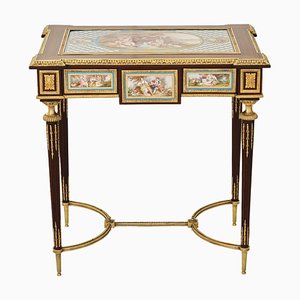 French Ladies Table with Gilded Bronze Decor and Porcelain Panels-WMV-1791966