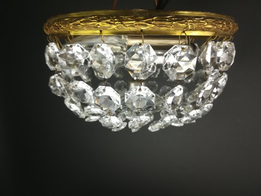 French Lead Crystal Ceiling Lamp, 1920s-KDB-1299701