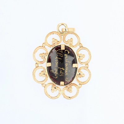 French Limoges Enamel Pendant in 18 Karat Yellow Gold, 1960s-OLU-1174027