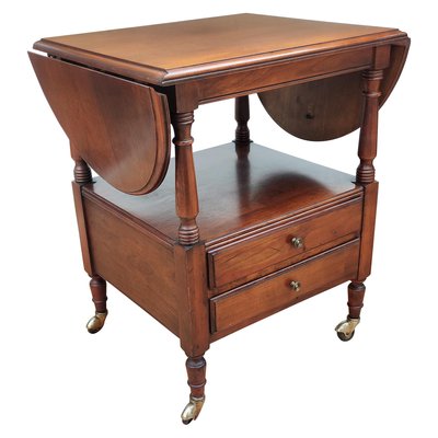 French Louis XIII Style Walnut Two-Tier Folding Side Table-EUP-920674