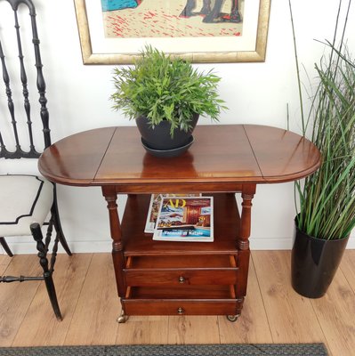 French Louis XIII Style Walnut Two-Tier Folding Side Table-EUP-920674