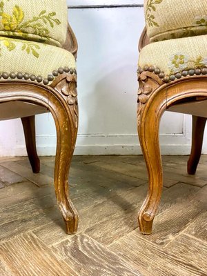 French Louis XV Bergere Armchairs in Carved Wood, Set of 2-BXG-1791793