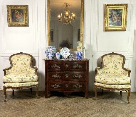 French Louis XV Bergere Armchairs in Carved Wood, Set of 2-BXG-1791793