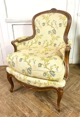 French Louis XV Bergere Armchairs in Carved Wood, Set of 2-BXG-1791793