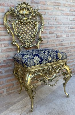 French Louis XV Style Bronze Side Chair, 1930-NOU-1788959