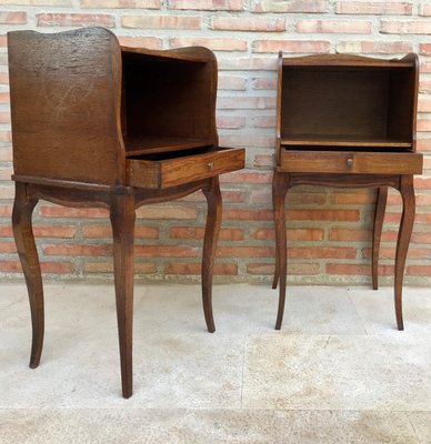 French Louis XV Style Nightstands in Walnut with Drawer and Open Self, 1960s, Set of 2-NOU-1348001