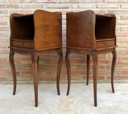 French Louis XV Style Nightstands in Walnut with Drawer and Open Self, 1960s, Set of 2-NOU-1348001