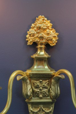 French Louis XVI Style 2-Light Gilt Bronze and Brass Sconces, Set of 2-KEG-1192993