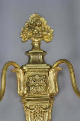 French Louis XVI Style 2-Light Gilt Bronze and Brass Sconces, Set of 2-KEG-1192993