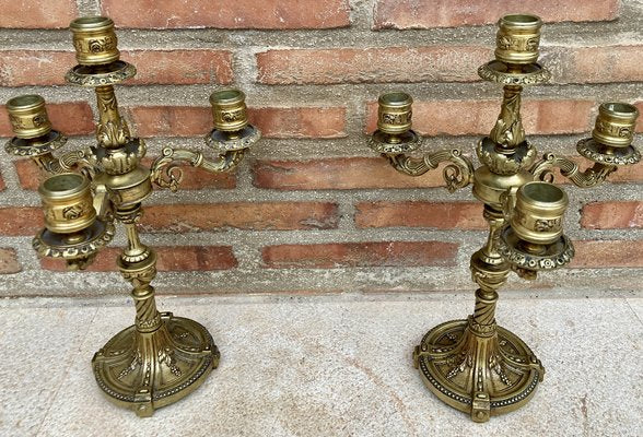 French Louis XVI Style 4-Light Candelabras in Gilt Bronze, Set of 2-NOU-1314828