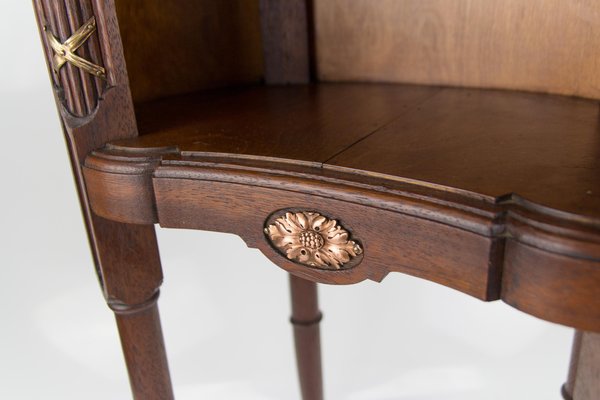 French Louis XVI Style Nightstand with Marble Top and Brass Mounts-KEG-1086565