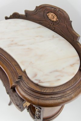 French Louis XVI Style Nightstand with Marble Top and Brass Mounts-KEG-1086565