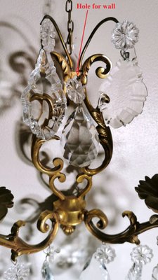 French Louis XVI Style Wall Sconces in Brass and Crystals, Set of 2-QRS-1299832