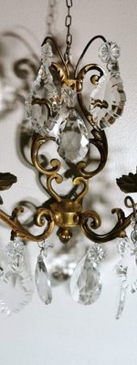 French Louis XVI Style Wall Sconces in Brass and Crystals, Set of 2-QRS-1299832