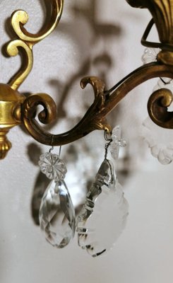 French Louis XVI Style Wall Sconces in Brass and Crystals, Set of 2-QRS-1299832