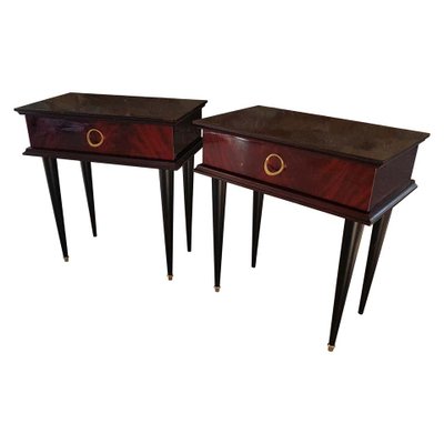 French Mahogany Nightstands, 1950s, Set of 2-POM-584989