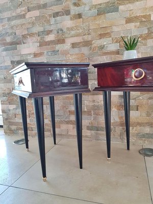 French Mahogany Nightstands, 1950s, Set of 2-POM-584989