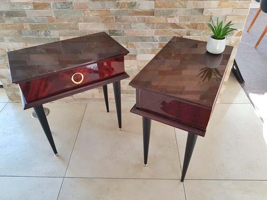 French Mahogany Nightstands, 1950s, Set of 2-POM-584989