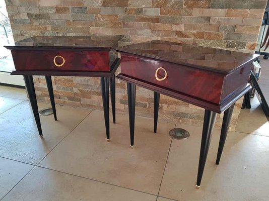 French Mahogany Nightstands, 1950s, Set of 2-POM-584989