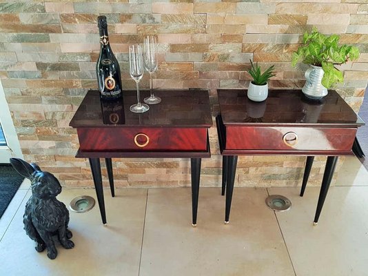 French Mahogany Nightstands, 1950s, Set of 2-POM-584989