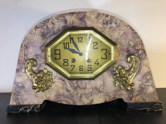 French Mantel Clock in Marble, 1920s-QVR-1093248