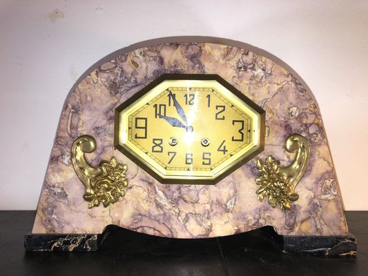 French Mantel Clock in Marble, 1920s-QVR-1093248