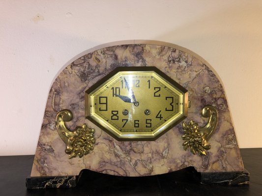 French Mantel Clock in Marble, 1920s-QVR-1093248