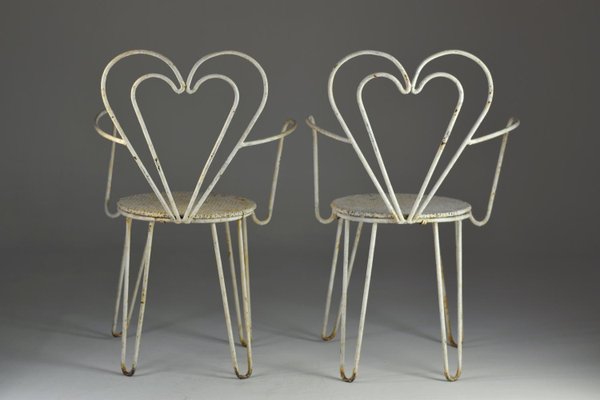 French Metal Heart Chair attributed to Mathieu Matégot, 1950s-GXL-1732342