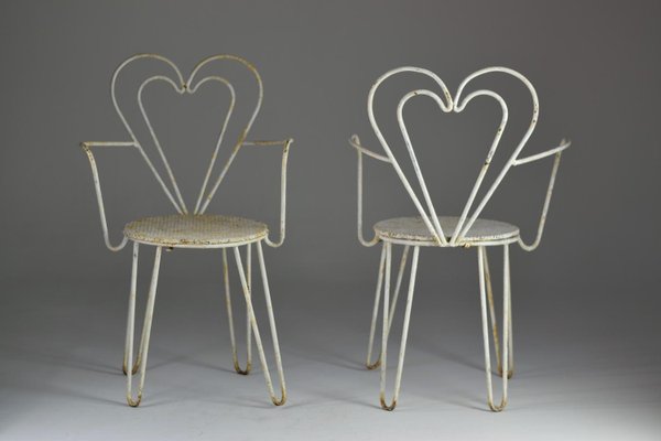 French Metal Heart Chair attributed to Mathieu Matégot, 1950s-GXL-1732342