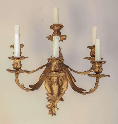 French Mid-19th Century Louis XV Style Ormolu Six-Arm Sconces, Set of 2-MBH-1032062