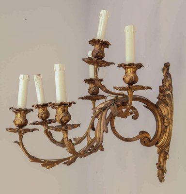 French Mid-19th Century Louis XV Style Ormolu Six-Arm Sconces, Set of 2-MBH-1032062