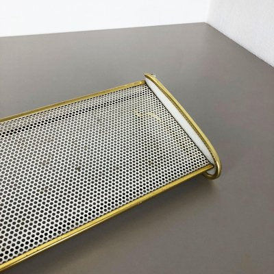 French Mid-Century Modern Brass Rigituelle Wall Shelf in the Style of Mathieu Matégot, 1960s-QZ-1072266